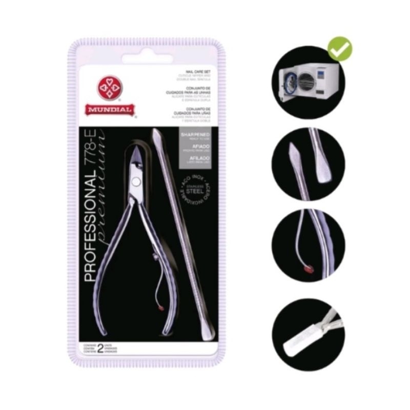 Alicate de Cutícula com Espátula 778-E Aço Inox Mundial em Oferta na Shopee