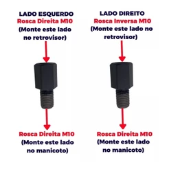 Par Adaptador Retrovisor Yamaha P/ Moto Honda Rosca 10mm
