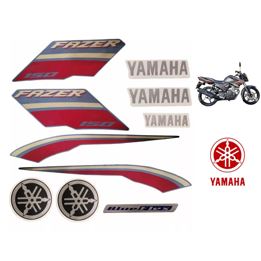 Jogo Kit Adesivos Fazer 150 2020 2021 Moto Preta Faixa