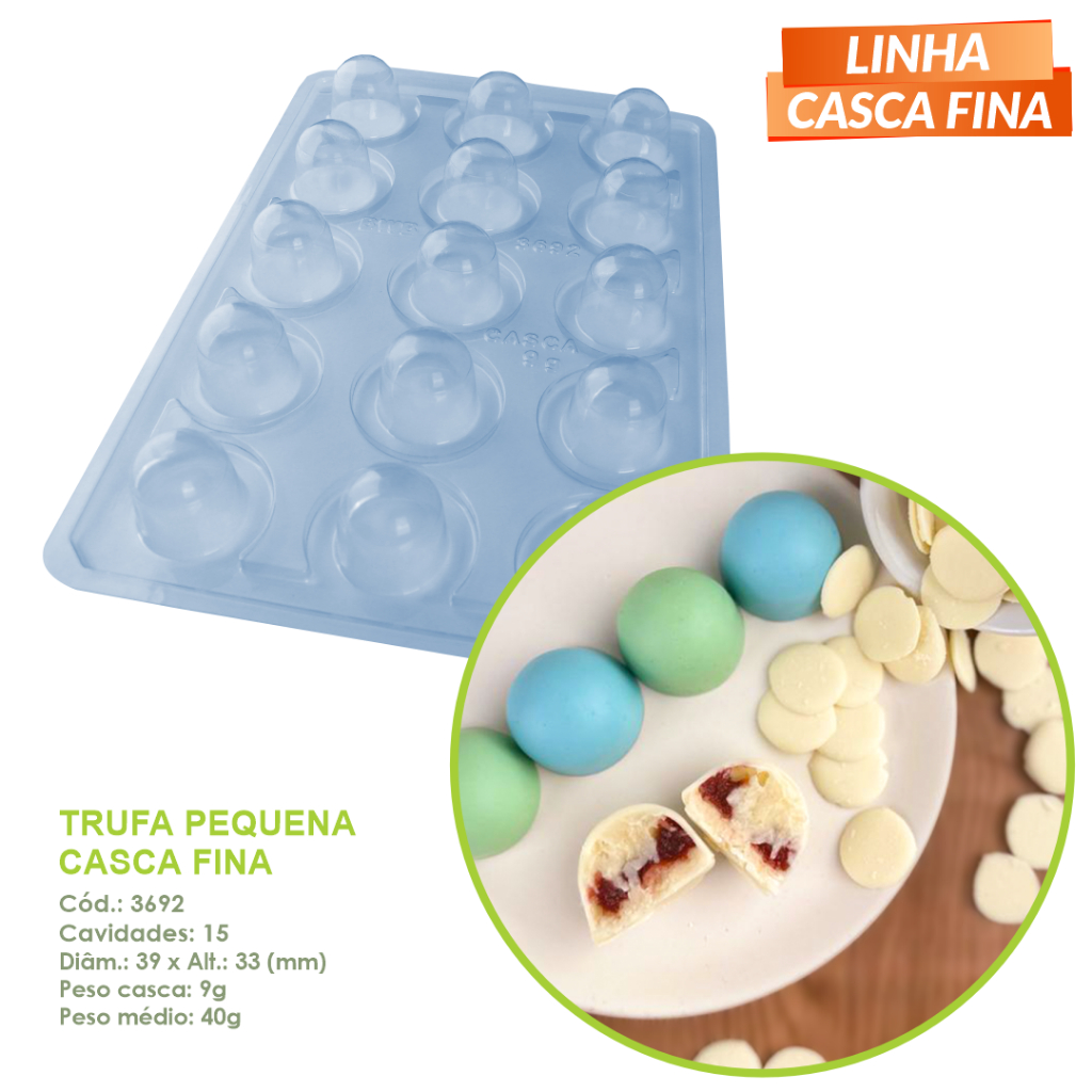 Forma BWB - Trufa 40g Linha Casca Fina - Ref.: 3692 - Forma Especial 3 Partes - A MAIS VENDIDA! em Oferta na Shopee