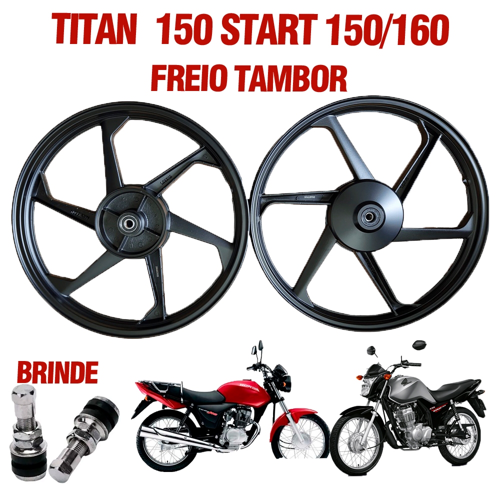 Rodão Jante Roda Liga Leve Titan Cg Fan 150 Freio Lona Tambor em Oferta na Shopee