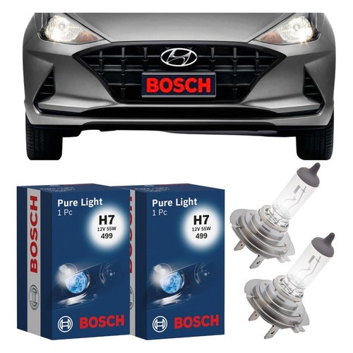 2 Luz Carro Lâmpada Halogena Bosch H7 12v 55w 499 Pure Light