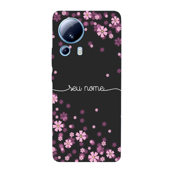 Capinha para Xiaomi 13 lite Anti Impacto Personalizada - Flores Lilás com nome
