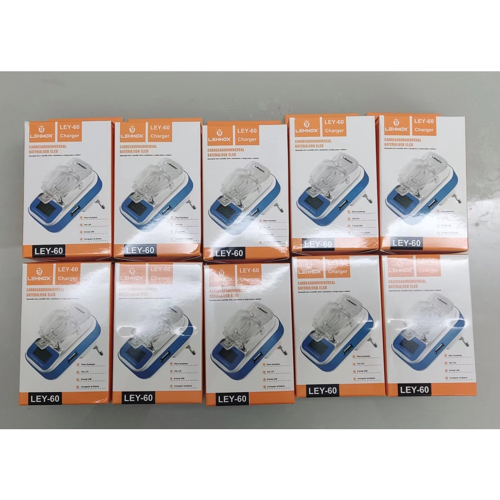kit 10 Carregador Universal para Baterias com Saída USB Lehmox - LEY-60
