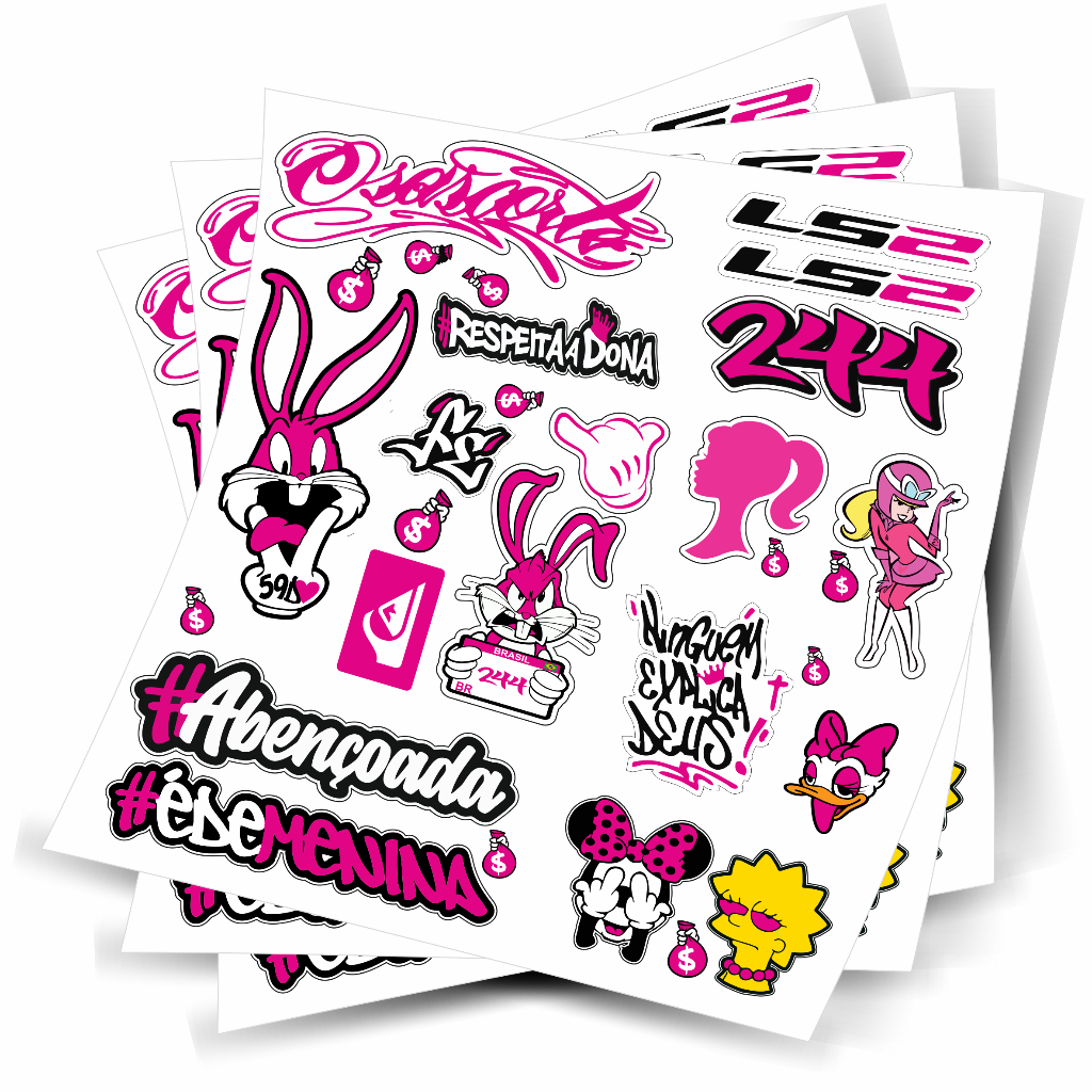 Kit Feminino Cartela De Adesivos Carro Bike Moto Osascorte Grau Frases C-3 em Oferta na Shopee