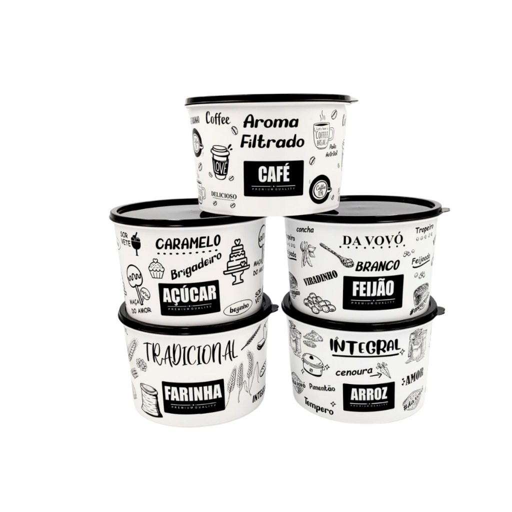 Kit Mantimentos Cozinha Jogo De 5 Potes Para Mantimentos em Oferta na Shopee