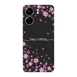 Capinha para Xiaomi RedMi 13c Anti Impacto Personalizada - Flores Lilás com nome