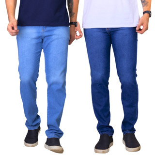 Kit 2 Calça Jeans Masculina Lycra Slim Elastano.