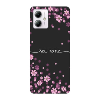 Capinha para Moto G14 Anti Impacto Personalizada - Flores Lilás com nome