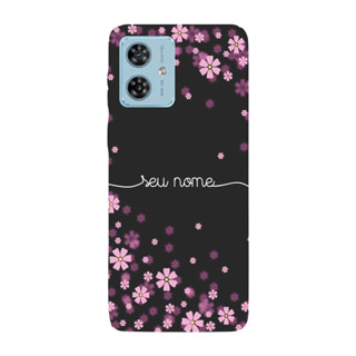 Capinha para Moto G54 Anti Impacto Personalizada - Flores Lilás com nome