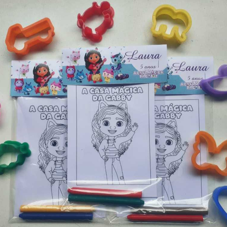 KIT 25 LEMBRANCINHA CASA MÁGICA DA GABBY PERSONALIZADO COLORIR FESTA INFANTIL CASA MAGICA DA GABI