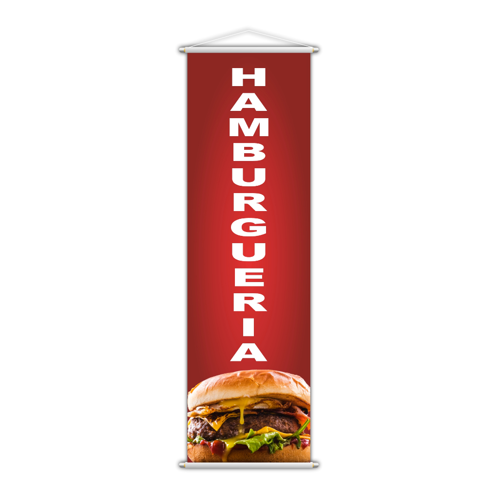 Banner Hamburgueria Lancheria Lanche Serviço Lona 100x30cm