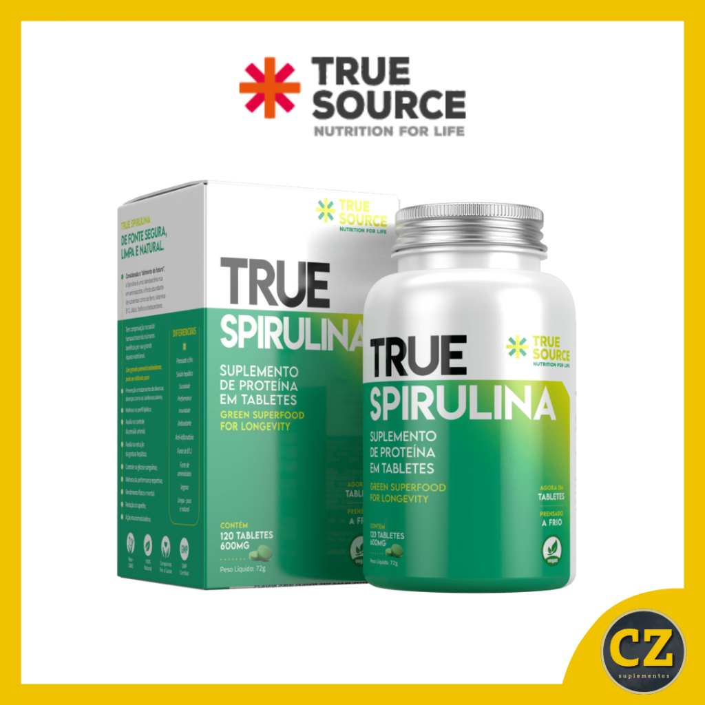 Spirulina 600mg (120 Tabletes) - True Source em Oferta na Shopee
