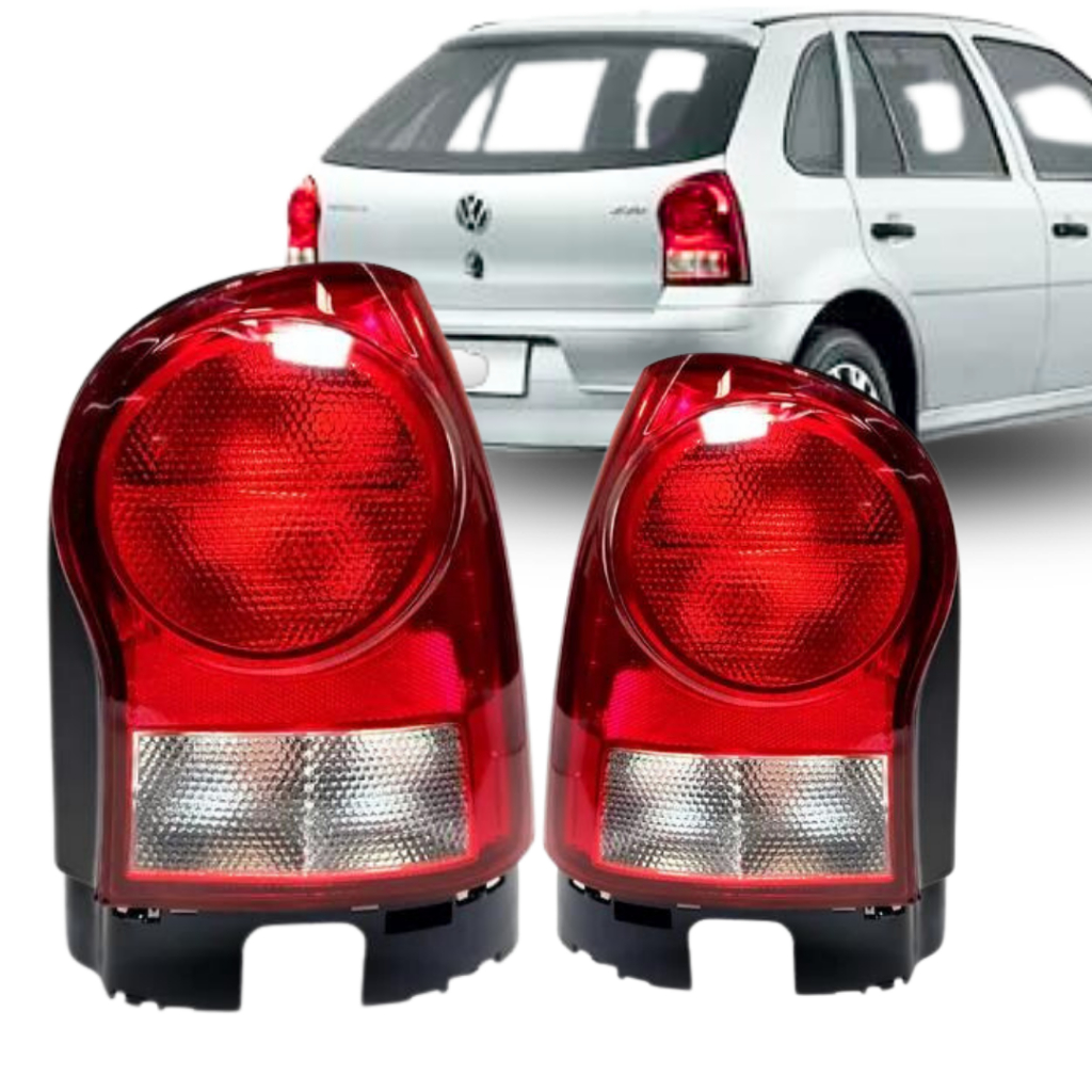 Par Lanterna Traseira Gol G4 Power 2006 2007 2008 2009 2010 2011 Cristal Bicolor