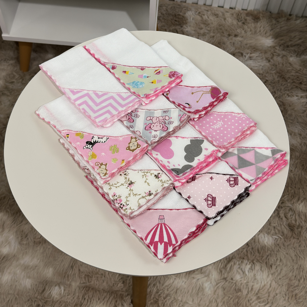 Kit com 6 Fraldinhas de Boca 100% Algodão Várias Estampas 35 x 35 cm Meninos e Meninas em Oferta na Shopee