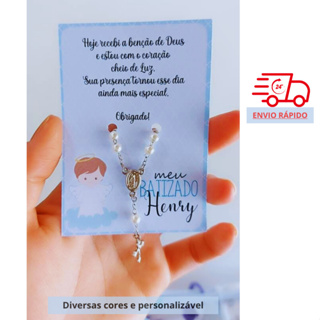 40 Unid Cartões Lembrancinha de Batizado Crisma Eucaristia para Mini Terço Batismo em Oferta na Shopee