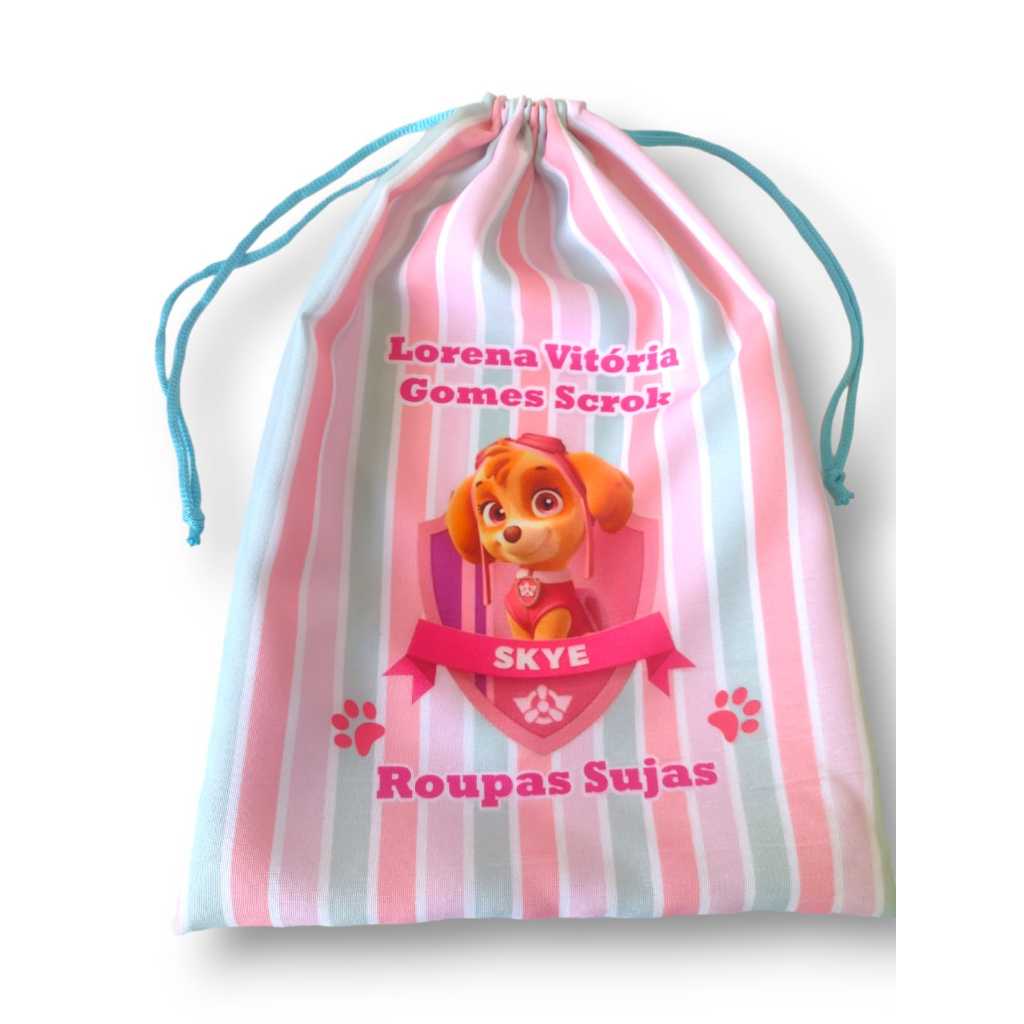 Saco para Roupa sujas Patrulha Canina Skye personalizado com o nome da Criança em Oferta na Shopee