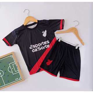 Conjunto Infantil de Futebol Club Athletico Paranaense PRETO Camisa e Short Envio Imediato