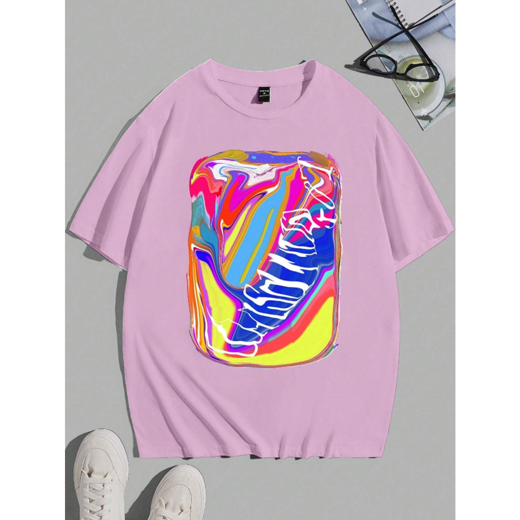 Camiseta Unissex Rosa Oversized Tecido Confortável Larga Ombros Caidos Estilo Aesthetic Swag Hip-Ho