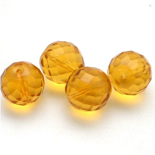 200 Contas De Cristal De Vidro 8mm Umbanda Candomblé Amarelo