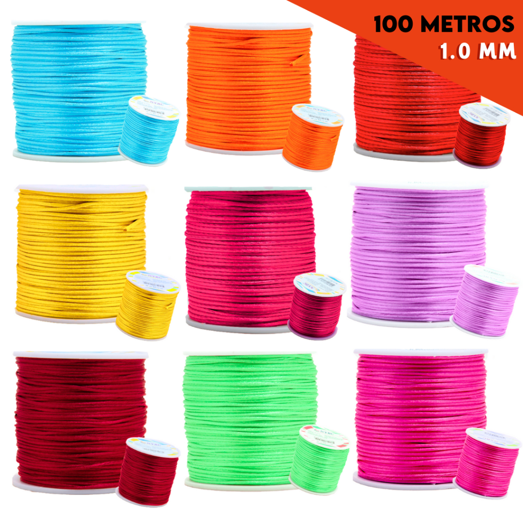 Fio De Seda - Cordão Rabo De Rato Cores Diversas 1mm - Com 100 Metros - UMK em Oferta na Shopee