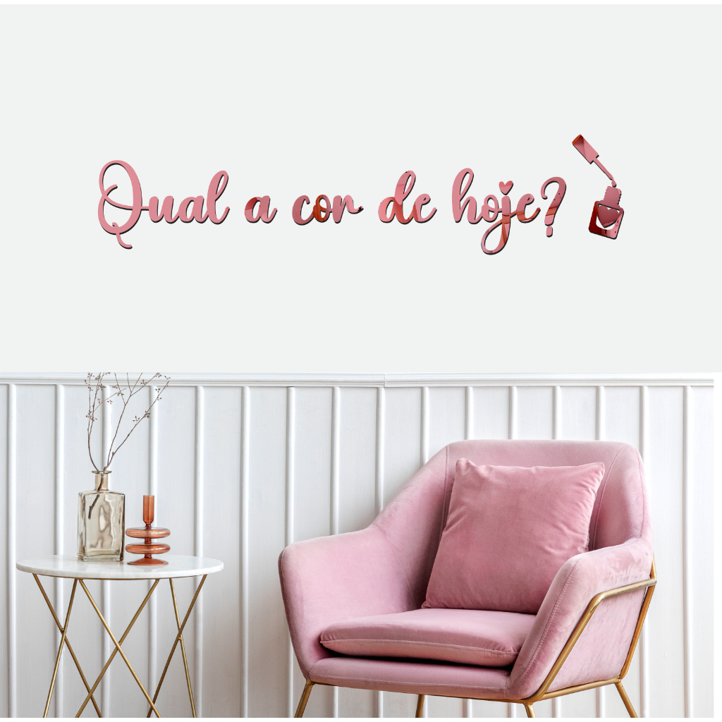 Espelho Acrílico Decorativo Frase "Qual a cor de Hoje?" Esmalteria Nails Designer Salão Estética em Oferta na Shopee