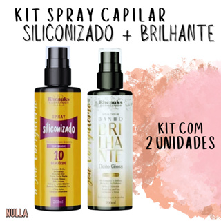 KIT Spray Protetor Térmico SILICONIZADO + BANHO BRILHANTE EFEITO GLOSS Rhenuks 200ml em Oferta na Shopee