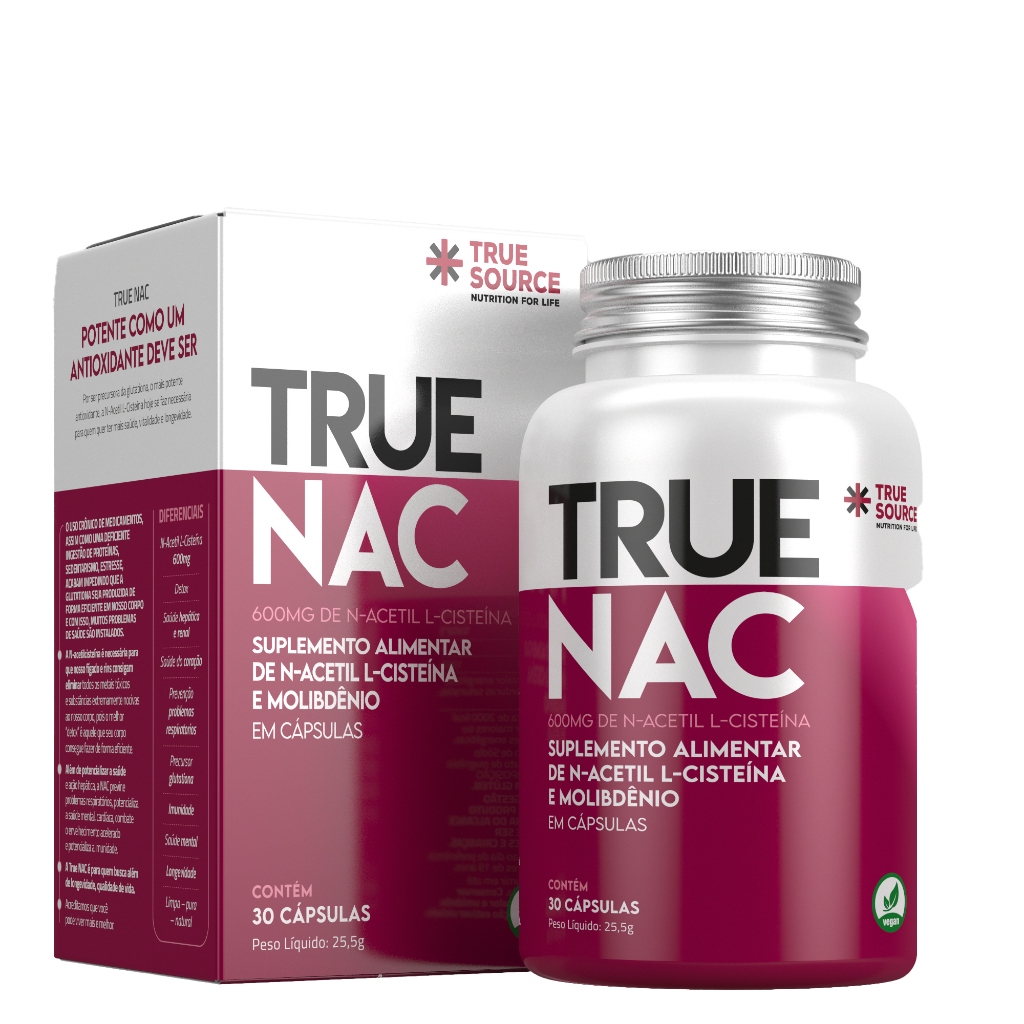 True Nac Acetilcisteína 600mg Vegana - 30 Cápsulas - True Source