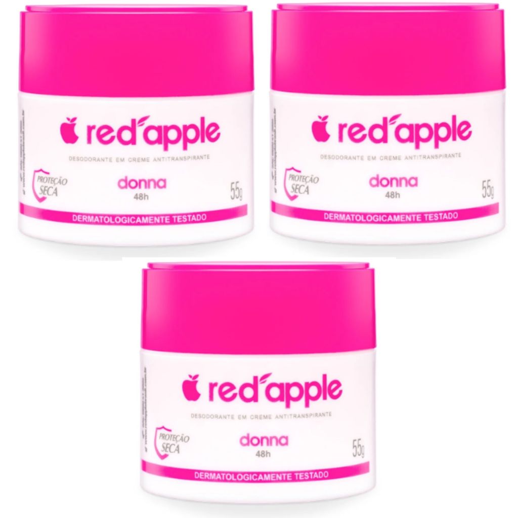 Kit 3 Desodorante Antitranspirante em Creme Donna 55g - Red Apple em Oferta na Shopee