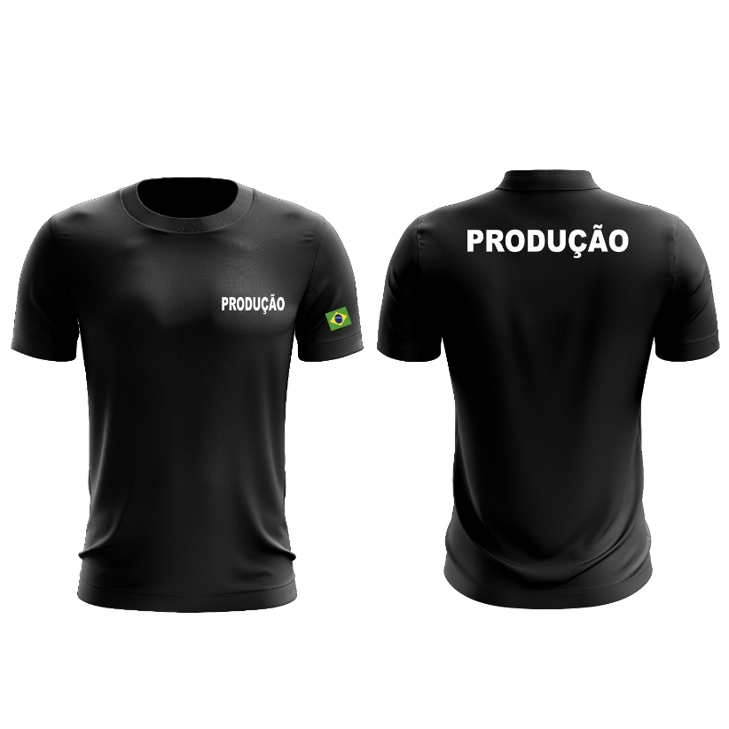Camiseta  Uniforme Profissional Empresa de Produção Fardamento Farda Camisa Manga Curta Preta Logo