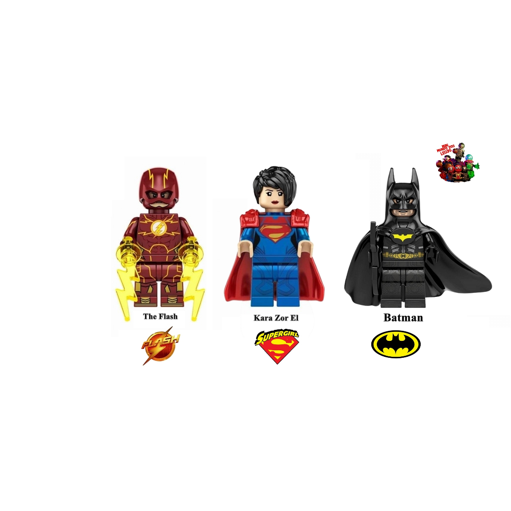 Minifigures Batman Supergirl Fla Reverso miniatura de coleção lj negro Kara Zor El Superman