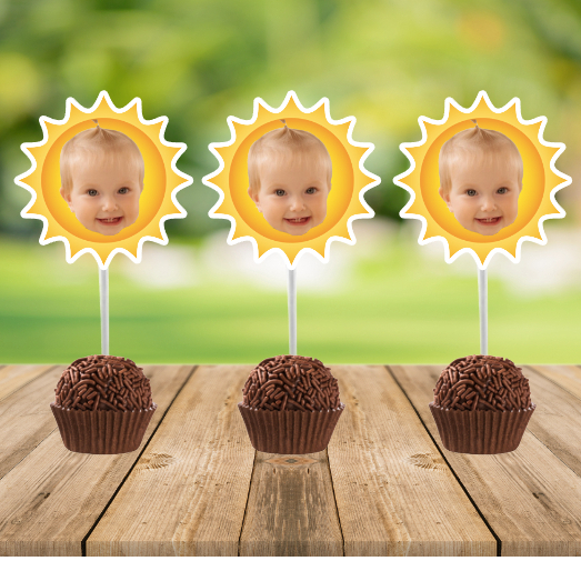 Kit 30 Tags topper para docinhos  SOL/ SOLZINHO rostinho personalizados. tags, topper para docinho/ topo para docinho/ Topo Para brigadeiro, para mini