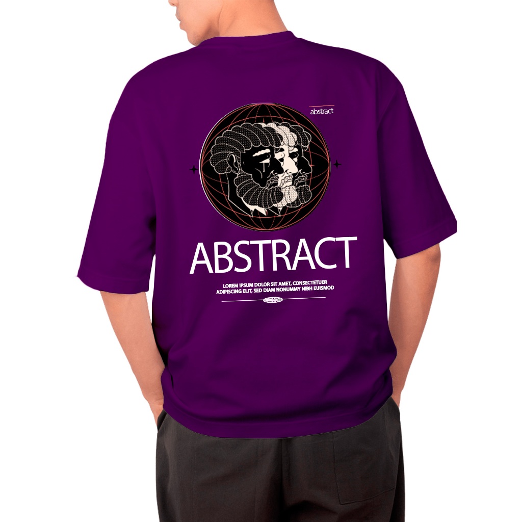 Camiseta Unissex Oversized Cor Roxa Estampa Abstract Aesthetic Latim Lorem Ipsum Dolor Colorida Tec