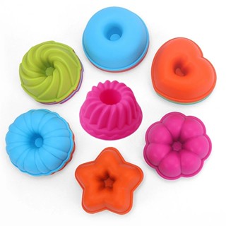 Forminha de Silicone Bolo Muffin Cupcake conjunto 6 forma de Pudim Estrela Rosquinha Donuts Coloridas