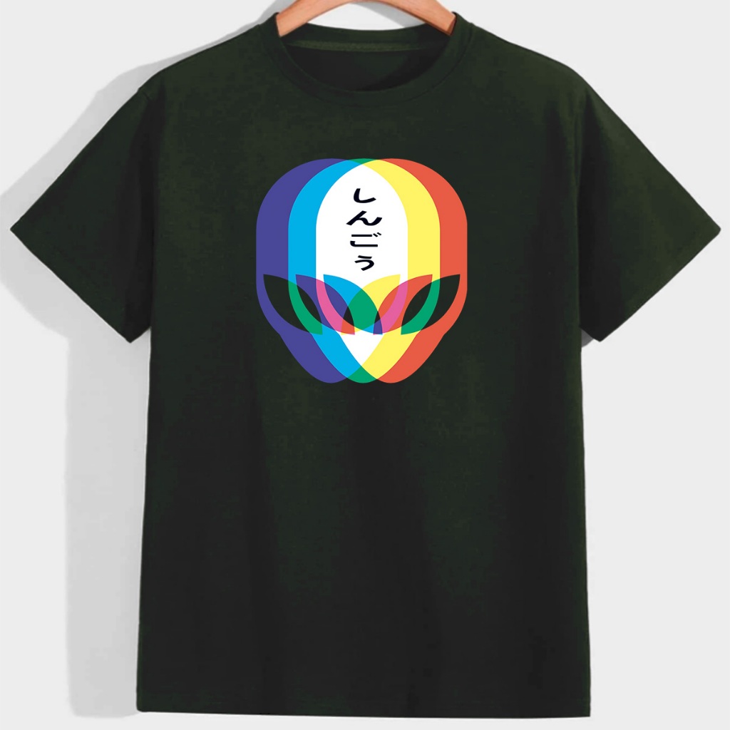Camiseta Alien 3D Unisex Longline Verde Militar (oliva)  Gola redonda  T-Shirt  Oversized  Manga 3/