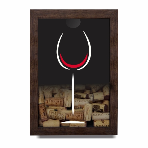 Quadro Porta Rolhas de Vinho e Champagne Decorativo Moldura de Madeira 32cm x 22cm Modelo 3