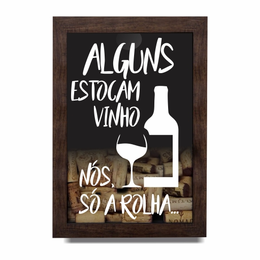 Quadro Porta Rolhas de Vinho e Champagne Decorativo Moldura de Madeira 32cm x 22cm Modelo 4