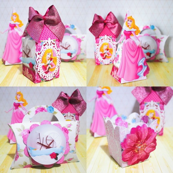Kit lembrancinha festa personalizada caixinhas scrap bela adormecida