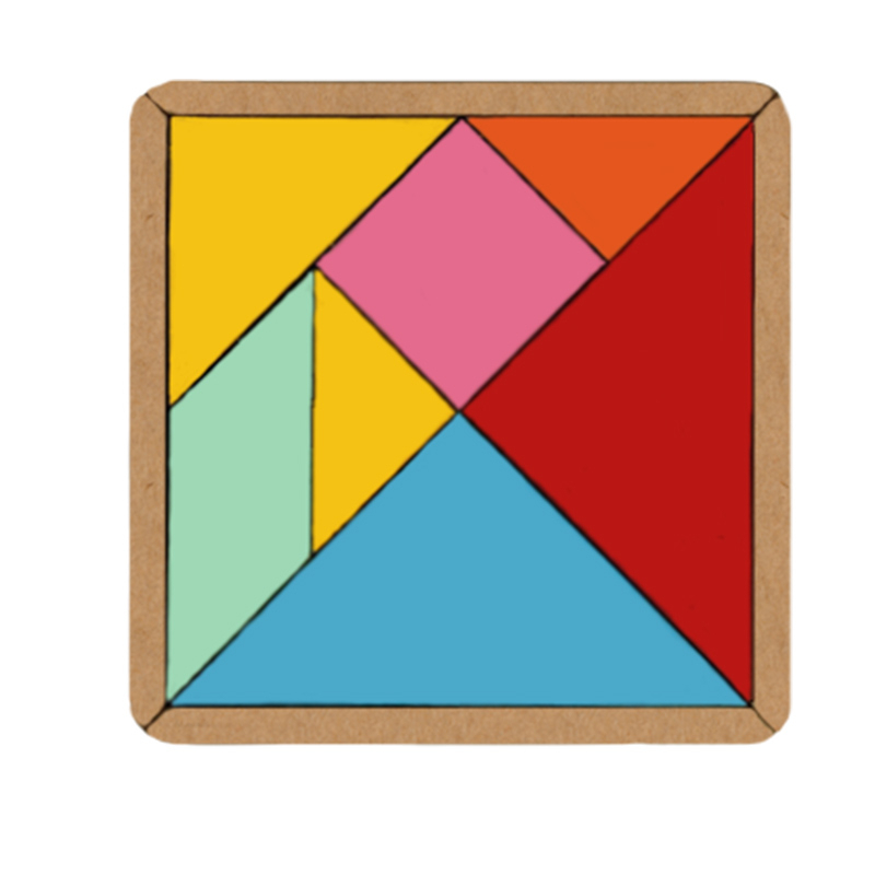Brinquedo Educativo Tangram colorido em MDF (Madeira) 15x15cm em Oferta na Shopee