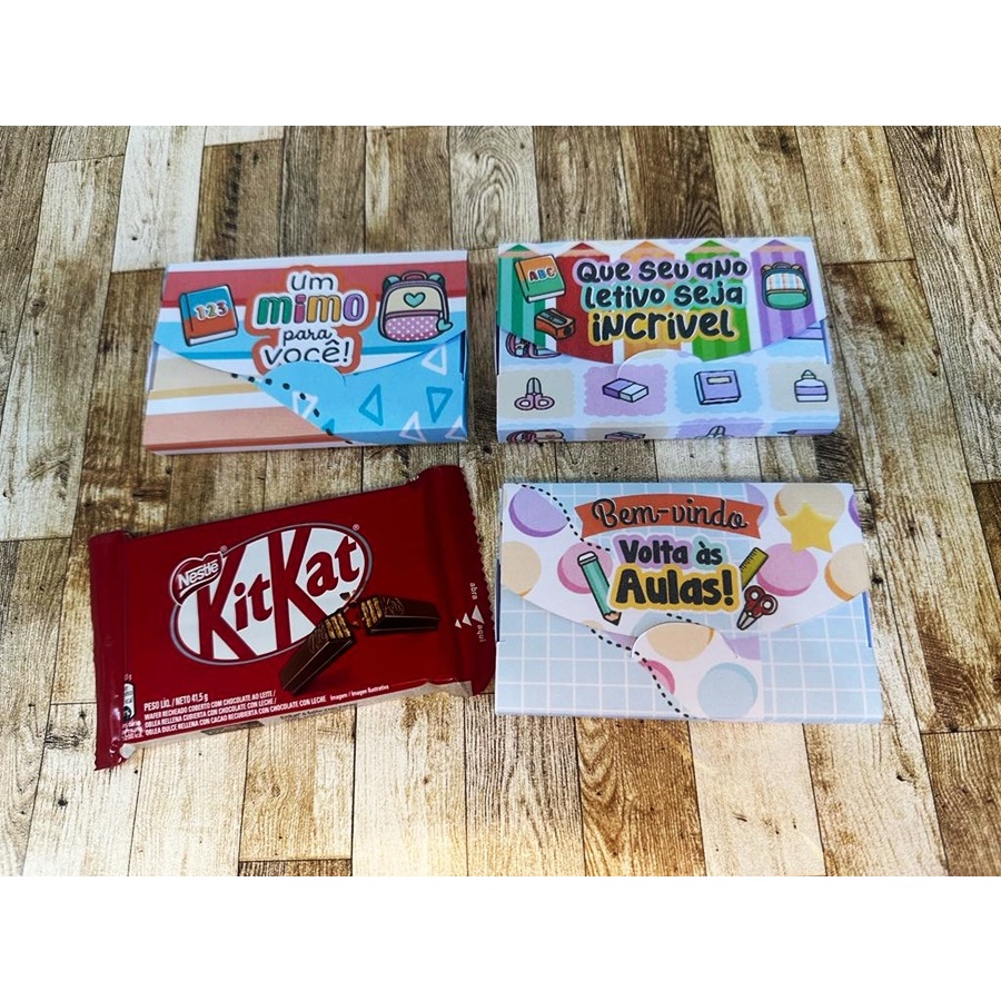 10 Caixas Porta Kit Kat Embalagem Volta ás Aulas Lembrancinhas em Oferta na Shopee
