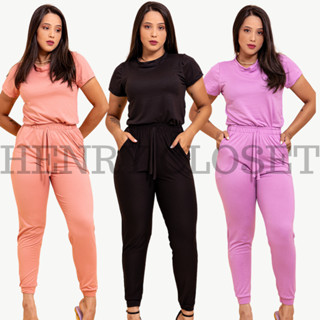 Conjunto Feminino Suede Calça Skinny e Blusa Manga Curta