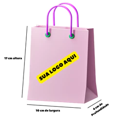 Sacola personaliza para sua loja, sacola em papel 60kg personalizada 16x9,5x4 cm