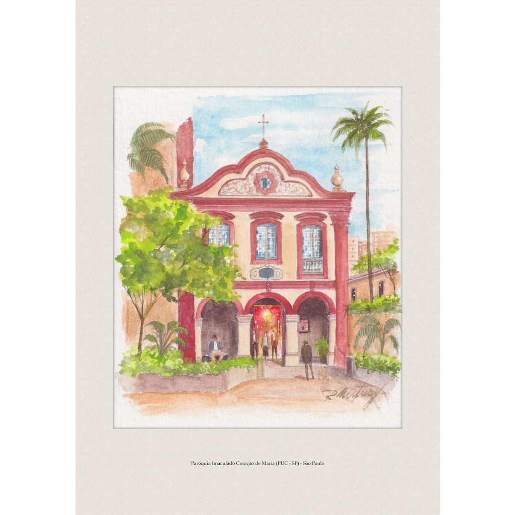 Pintura em Aquarela Paróquia Imaculado Coração de Maria (PUC - SP) - São Paulo | A4