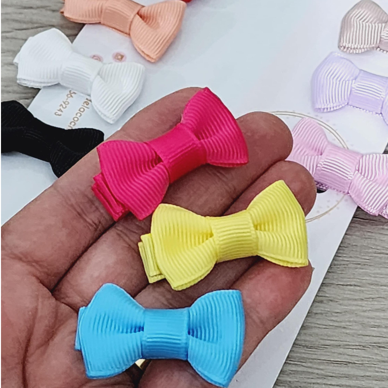 Kit com 10 mini laço bebe presilha forrada borrachinha antideslizante lacinhos RN infantil bico de pato