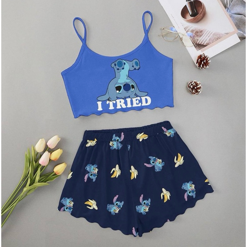 Pijama feminino adulto roupa de dormir moda personagem em Oferta na Shopee