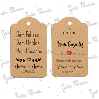 Tag Kraft Casamento - BEM CASADOS - lembrançinhas