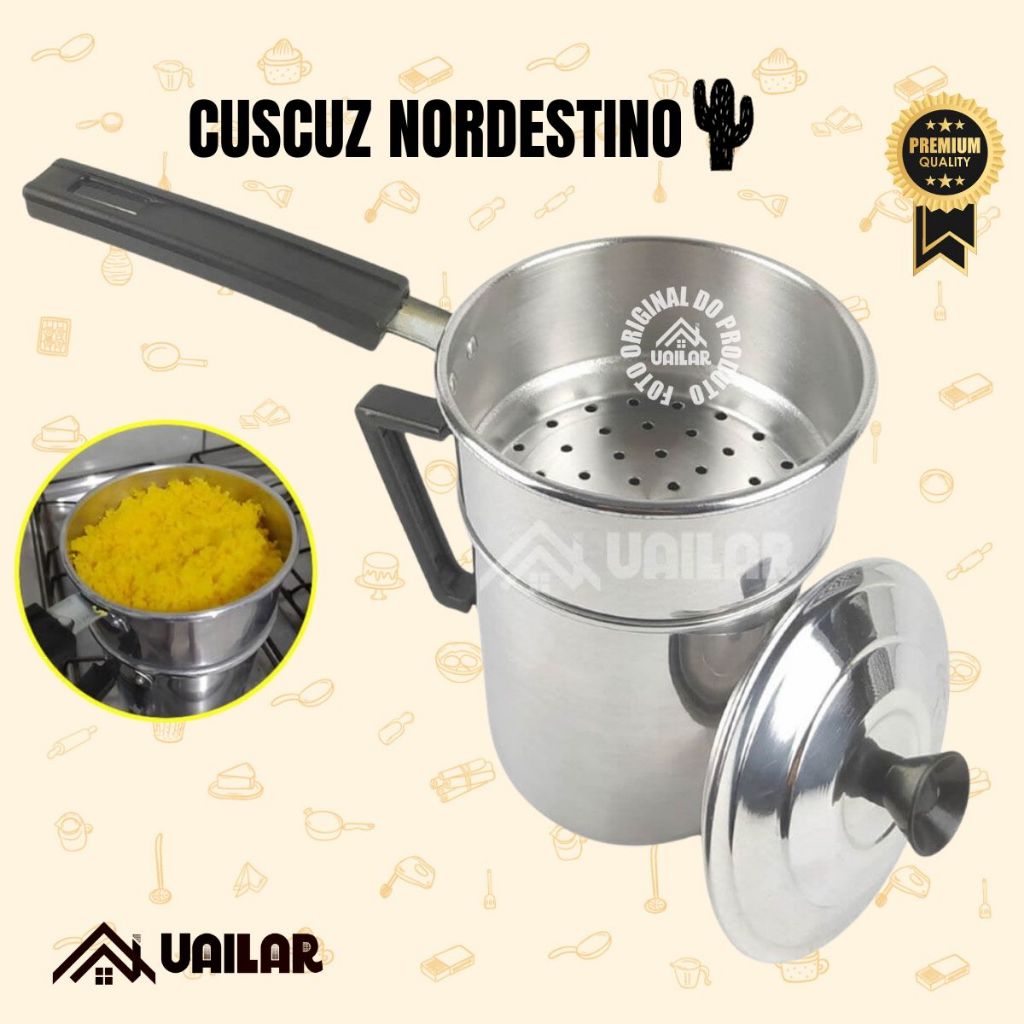 Cuscuzeiro pequeno Individual Mini Em Alumínio Polido cuscuz fácil nordestino forma cuscus