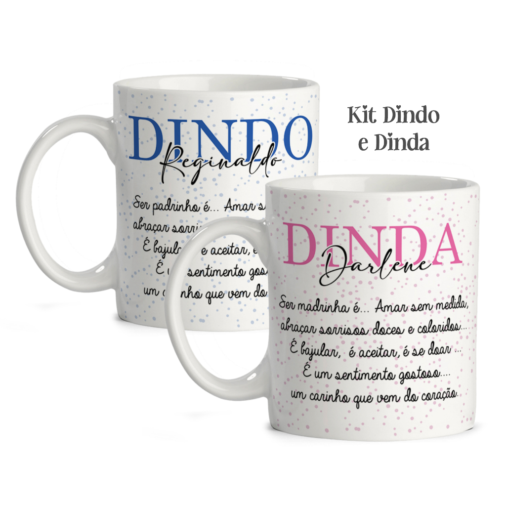 Caneca Presente Dindo Dinda Batismo Padrinho Madrinha Batizado -  Kit 2 Unidades em Oferta na Shopee