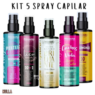 KIT 5 un. SPRAY CAPILAR - MEU LISO / SILICONIZADO / MEUS CACHOS / PENTEIA CABELO / BANHO BRILHANTE Rhenuks 200ml