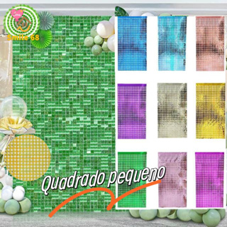 Novo Painel Cortina (Quadrado pequeno) Metalizada Decoração Parede Fundo De Festas em Oferta na Shopee